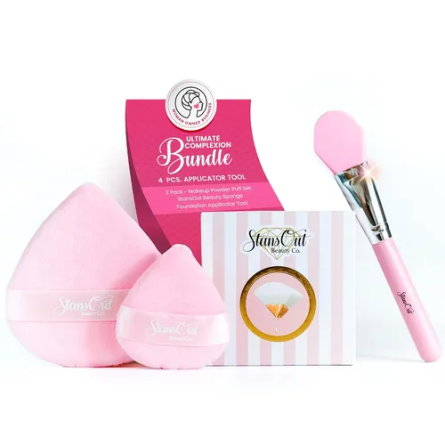 Vista 7 de StansOut Beauty Juego de Borlas de Maquillaje de Terciopelo (Paquete de 2) - Borlas de Polvo Lujosamente Suaves para Aplicación de Maquillaje Facial