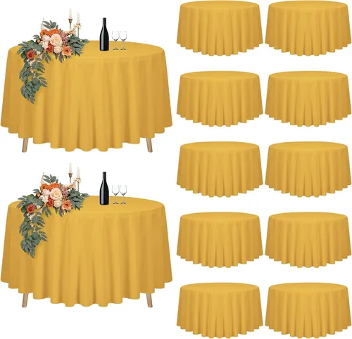 Vista 25 de Paquete de 12 manteles rectangulares beige para mesas de 6 pies de 60 x 102 pulgadas, manteles impermeables beige a granel para bodas, poliéster