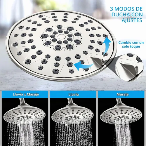 Vista 3 de EMBATHER Juego completo de grifos de ducha, con 3 ajustes de cabezal de ducha de alta presión, accesorios de sistema de ducha de lluvia montados