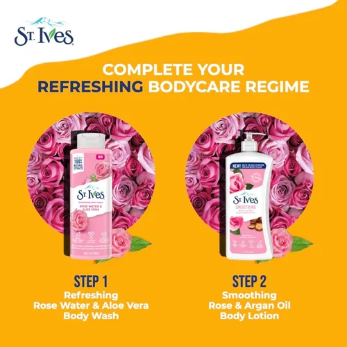 Vista 5 de St. Ives Gel de baño refrescante limpiador de agua de rosas y aloe vera hecho con limpiadores a base de plantas y extractos 100% naturales, 16 onzas