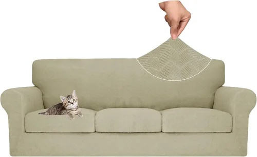 Vista 18 de MAXIJIN 2 piezas de fundas para silla con brazos, funda para silla de sofá para sala de estar, funda elástica para perros para una silla con 1 cojín