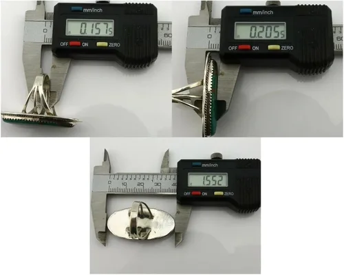 Vista 6 de Anillo Navajo 0.925 plata azul suroeste turquesa artista Talhat C.80's, Plata de ley, turquesa