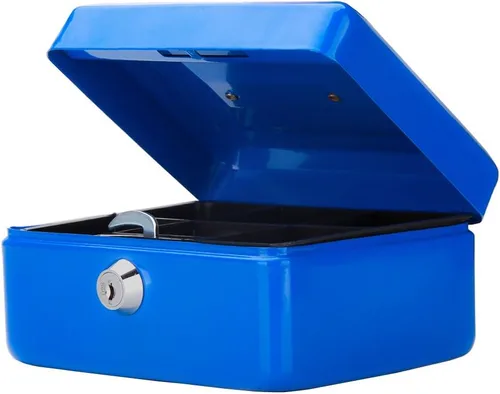 Vista 16 de Decaller - Caja de dinero pequeña con cerradura de llave, caja de dinero de metal portátil con doble capa y 2 llaves para seguridad, negro, 6 x 4