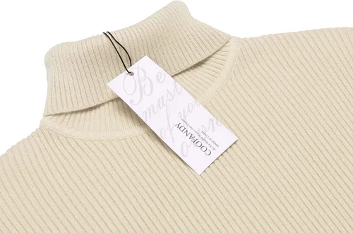 Vista 4 de COOFANDY Suéter casual de cuello alto de punto acanalado ajustado para hombre
