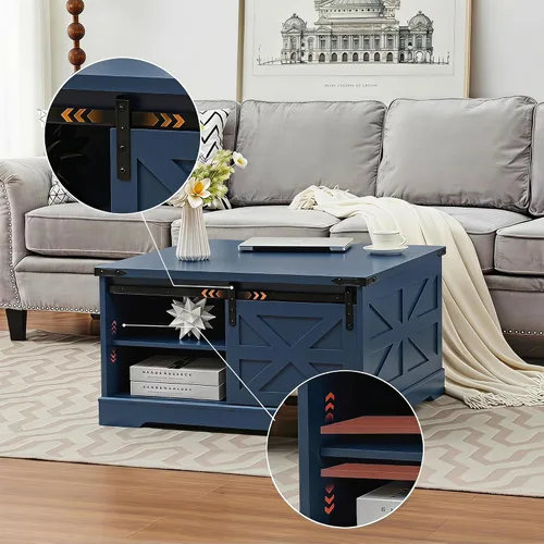 Vista 4 de Mesa de centro con tapa elevable, mesa de centro cuadrada