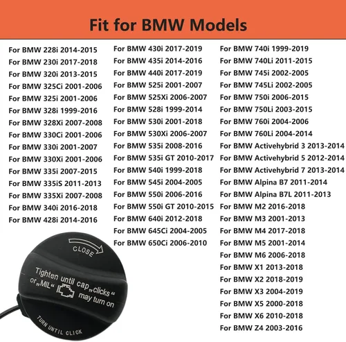 Vista 3 de Tapa del depósito de combustible, tapa de gas para BMW X1 X2 X3 X4 X5 X6 128i 135i 320i 330i 528i 530i 535i 335i 428i 645ci 650i 740i 750Li M2 M3 M4