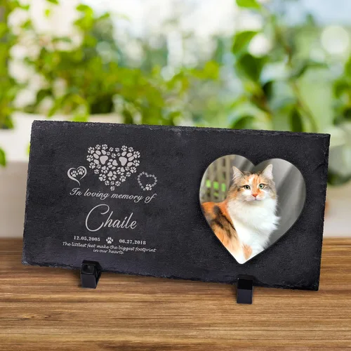 Vista 24 de Farfume Piedras conmemorativas personalizadas para mascotas con foto y texto Marcadores personalizados para tumbas para mascotas Lápidas