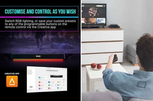 Vista 13 de Creative Sound Blaster Katana V2X RGB Barra de sonido para juegos Potencia máxima de 180 W con subwoofer compacto