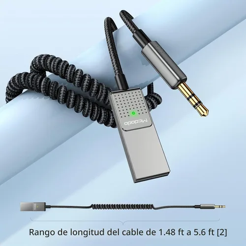 Vista 8 de Mcdodo Adaptador Bluetooth auxiliar 5.3 con micrófono incorporado calidad de CD Transmisión 10M Receptor Bluetooth USB 2.0 a 0.138 in Kit de coche