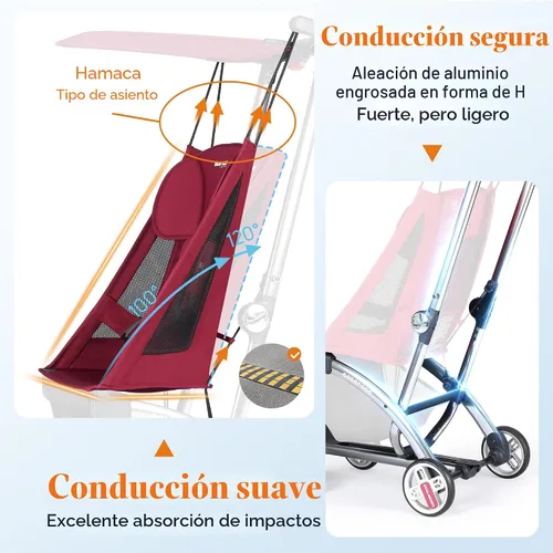 Vista 9 de Cochecito de viaje doble plegable automático R1 - Puede convertirse en dos cochecitos individuales