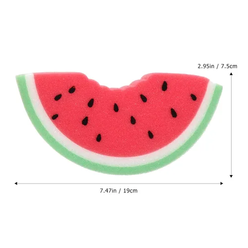 Vista 4 de LALAFINA Esponjas de baño de frutas, 4 unidades para niños, lindos fregadores corporales, esponjas de limpieza de ducha para accesorios de baño
