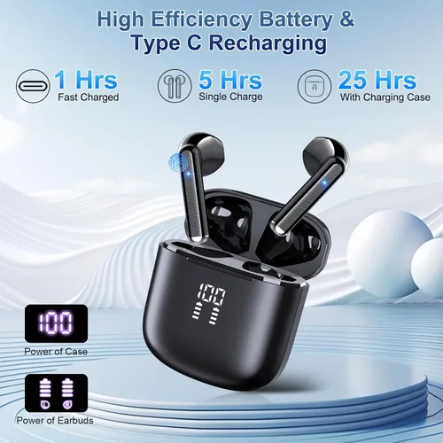 Vista 2 de Auriculares de traducción AI 2026 en tiempo real, 165 auriculares de traductor de idiomas 3 en 1 Bluetooth 5.4 con aplicación, auriculares de Negro