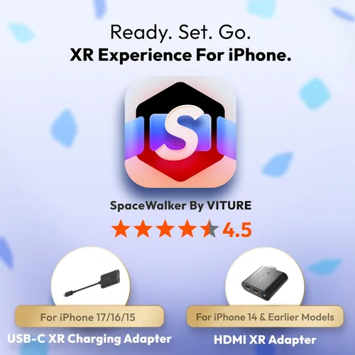 Vista 4 de VITURE Adaptador HDMI XR para iPhone 14 y modelos anteriores, habilitando videos multipantalla/3DoF/VR mejorados, 2.8 horas de duración
