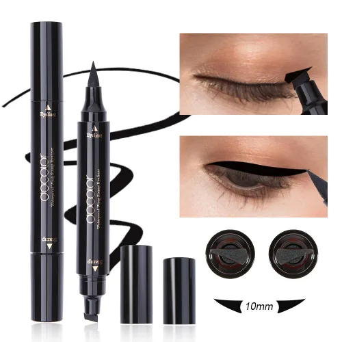 Vista 10 de docolor Sello de delineador de ojos de doble cara, lápiz delineador de ojos líquido con ala, resistente al agua, a prueba de manchas, de larga