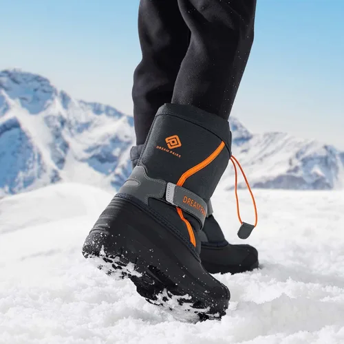 Vista 5 de DREAM PAIRS Botas de nieve de invierno impermeables de media pantorrilla para niños y niñas