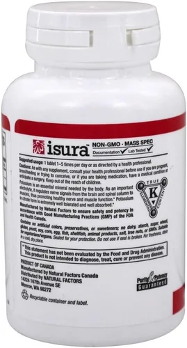 Vista 3 de Natural Factors - Citrato de potasio 99 mg, soporta músculos saludables, nervios y corazón, 90 tabletas