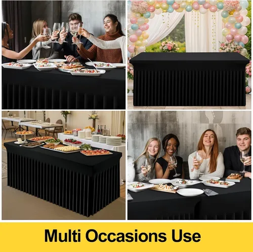 Vista 8 de Smiry Mantel de Spandex Paquete de 6, Mantel Elástico Ajustable Extensible para Mesas Rectangulares de 4 Pies, Cubierta de Mesa Impermeable Lavable