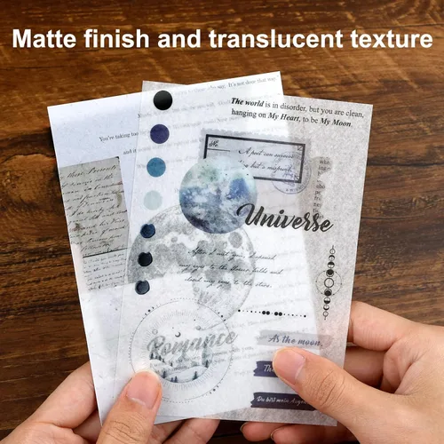 Vista 4 de Dizdkizd Calcomanías Washi con Temática Celestial para Journaling, Libro de Calcomanías de Efímera Vintage con 180 Calcomanías de Planetas y 20
