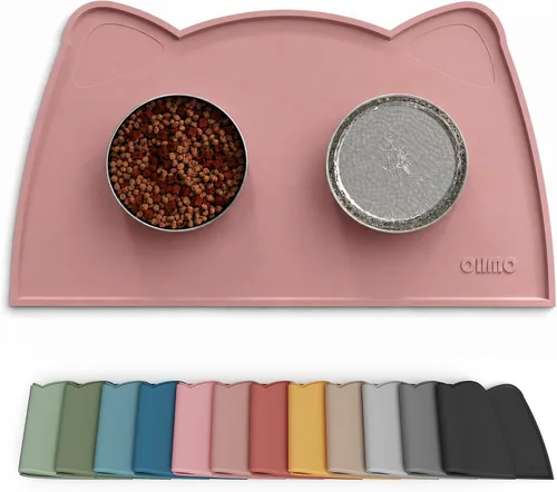 Vista 36 de OHMO - Tapete de silicona para comida para gatos, tapete de alimentación de mascotas para el piso, antideslizante e impermeable, bandeja para agua