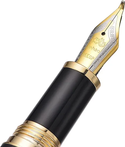Vista 3 de Jinhao 9036 - Pluma estilográfica de madera natural hecha a mano, punta curvada, roble