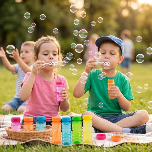 Vista 7 de Paquete de 12 botellas de burbujas grandes, solución de burbujas de 4 onzas, juguete novedoso de verano, recuerdo de fiesta de actividades, juego