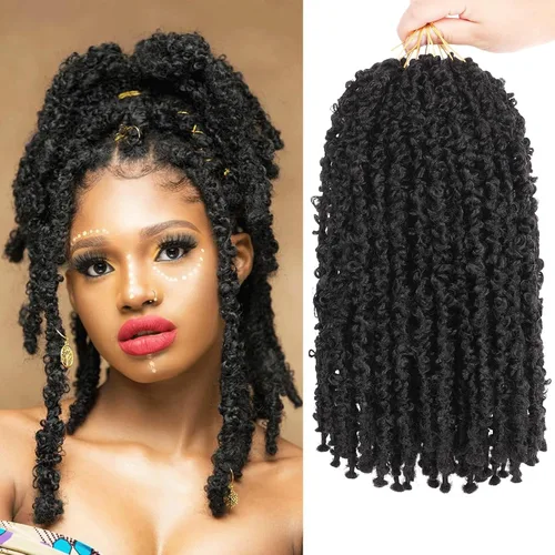 Vista 16 de Leeven Cabello de ganchillo de 12 pulgadas de color marrón mariposa 30#
