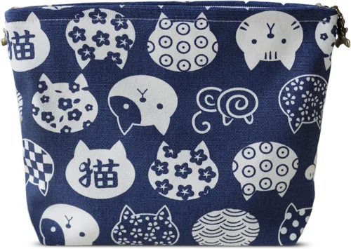 Vista 32 de HAPPYHEIDI Bolsa de maquillaje grande bolsa de cosméticos de viaje, bordado Teabreak Negro Floral