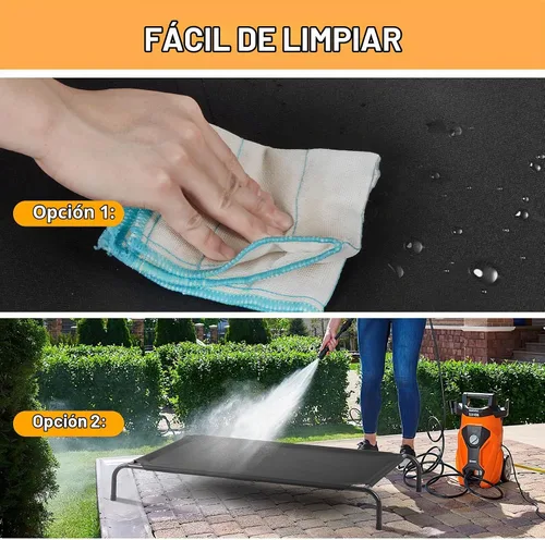 Vista 4 de Cama elevada para perros al aire libre, refrescante, transpirable, para perros grandes, hamaca portátil exterior para mascotas, marco de metal