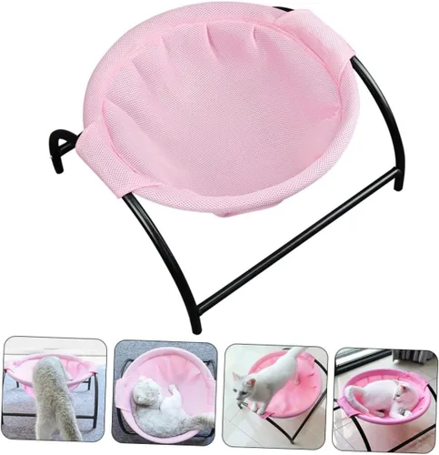 Vista 4 de VANZACK Cama elevada para gatos, marco transpirable para colgar para gatos, perros, acogedora cuna para mascotas al aire libre para relajación