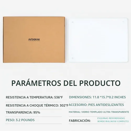 Vista 6 de Tabla de cortar de vidrio templado de 12 x 16 pulgadas, duradera, inastillable, resistente al calor, a prueba de arañazos, apta para lavavajillas