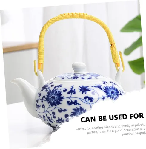 Vista 9 de Zerodeko Tetera con mango Tetera de cerámica vintage Kungfu Tetera de gran capacidad para hotel de oficina