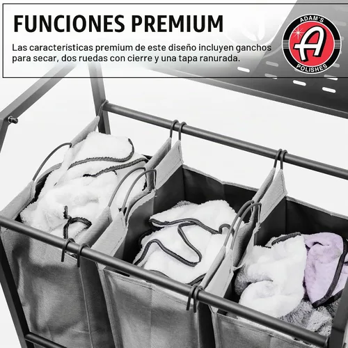 Vista 5 de Adam's Polishes Carrito de toalla para ropa sucia, ropa, trapos, ropa, cesta en garaje, lavandería, hogar, almacenamiento, etc.
