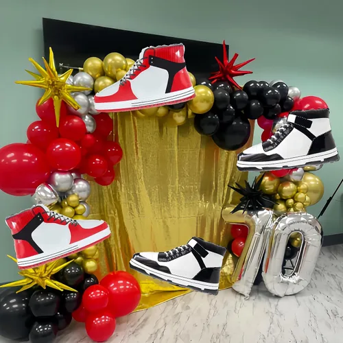 Vista 7 de Globo de Zapatos de Niño/Zapatillas de Baloncesto/Tenis con Logo de Deportes/Globo de Aluminio/Marca de Verificación de Zapatos/Decoración