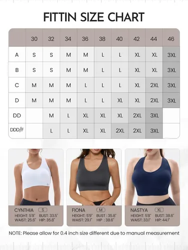 Vista 5 de FITTIN Racerback Sports Bras for Women - Padded Seamless High Impact Support for Yoga Gym Workout Fitness