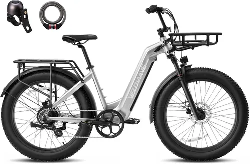 Vista 11 de VELOWAVE Bicicleta eléctrica de 26 pulgadas con neumático grueso Ebike eléctrica para adultos con 750 W (pico 1000 W) motor sin escobillas 48 V 15