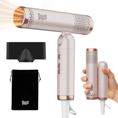 Vista 9 de QUICO Secador de Pelo Portátil, Secador de Pelo de Viaje con Voltaje Dual 120-240V Plegable, Secador de Pelo de Alta Velocidad de 120000 RPM