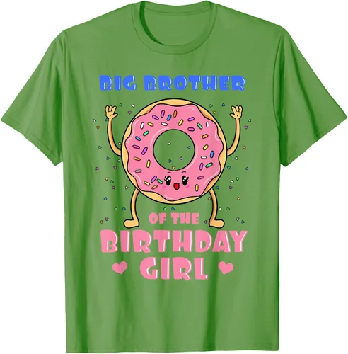 Vista 20 de Big Brother Of The Birthday Girl Donut Bday Party Bro Sib Camiseta, Negro, S
