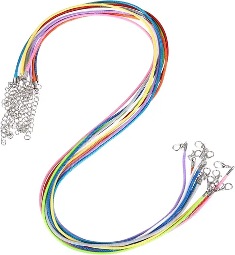 Vista 76 de MECCANIXITY 10 cordones de collar encerado de 18 pulgadas, cadena de collar a granel con cierre de 0.059 in de cuerda de cuero encerado para hacer
