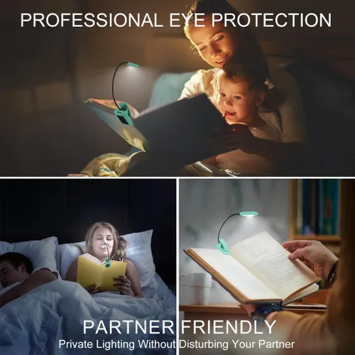Vista 3 de BIGMONAT Luz recargable de lectura de libros, cuello flexible portátil, brillo ajustable con lectura de cuidado de los ojos, LED cálidos y blancos