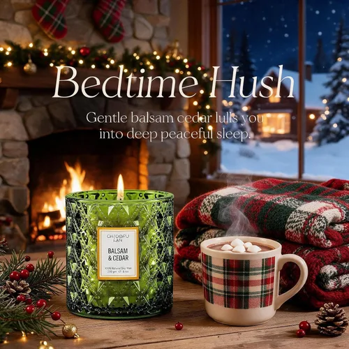 Vista 5 de Chloefu LAN Vela perfumada de bálsamo y cedro, regalo de velas de Navidad, regalos de festival navideño, velas grandes de lujo perfumadas de soja