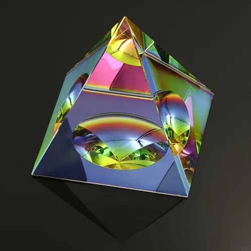 Vista 2 de Amlong Crystal Pirámide iridiscente: colores del arco iris de 2.5 pulgadas de alto con caja de regalo