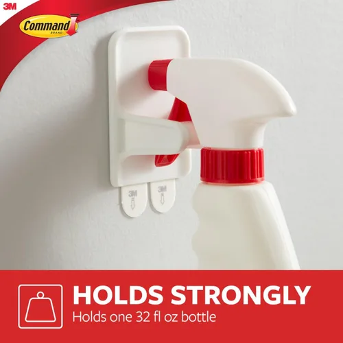 Vista 3 de Command Colgadores de botellas con pulverizador, capacidad para hasta 32 onzas líquidas, 2 ganchos con 4 tiras, soporte para botella de spray sin