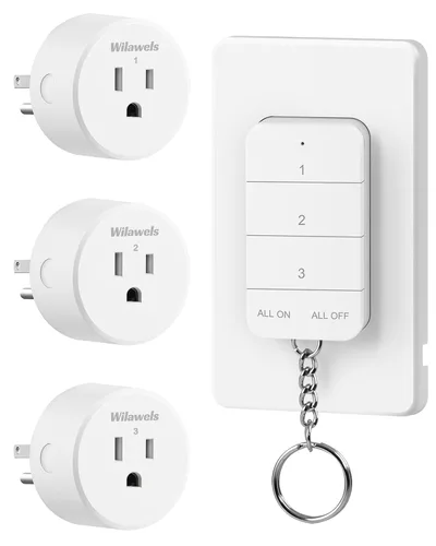 Vista 14 de Toma de control remoto negro, interruptor de luz inalámbrico WILAWELS con base magnética, interruptor de salida remoto de encendido y apagado