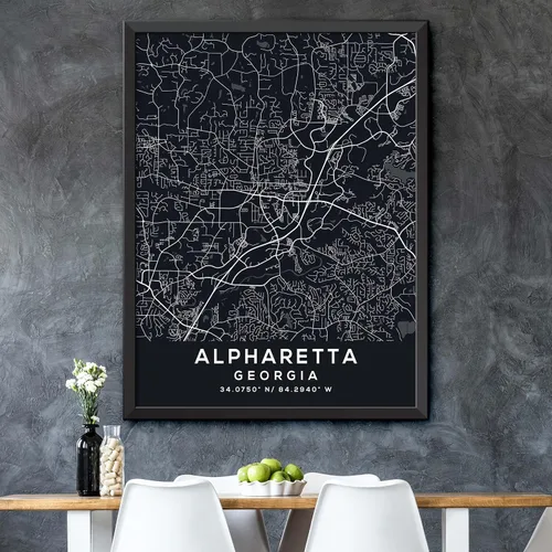 Vista 5 de Map of Alpharetta, Georgia, Evening (36x48)