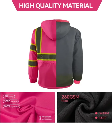 Vista 3 de Chaqueta de seguridad de alta visibilidad ANSI/ISEA Chaqueta reflectante estándar con bolsillo y cremallera