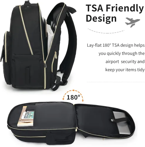 Vista 3 de Mochila para laptop para mujer, mochilas de viaje de negocios de 15.6 pulgadas, mochila escolar para niñas, profesores, mochila apta para la Negro