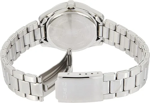 Vista 3 de Casio LTP1302D-7A2V Enticer - Reloj analógico de 3 manecillas con bisel acanalado de acero inoxidable y esfera plateada para mujer, Reloj analógico