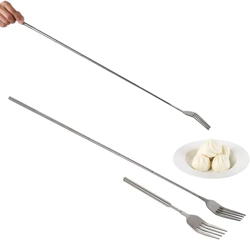 Vista 8 de Tenedor extensible, broma de tenedor extensible de 8.7 a 25.4 pulgadas, tenedor telescópico expandible para barbacoa, acero inoxidable, mango