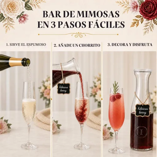 Vista 7 de Juego de 4 jarras de vidrio y jarras para suministros de barra de mimosa, jarra de vidrio de 1 litro con tapas para vino, brunch, champán, limonada