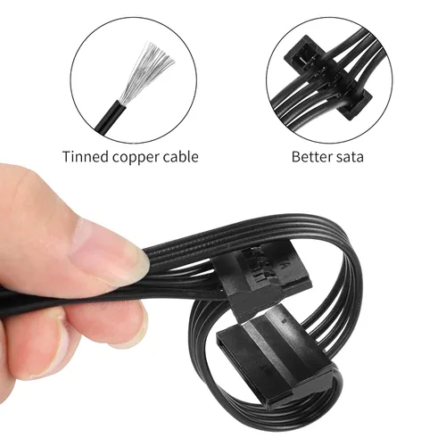 Vista 2 de YACSEJAO IDE a SATA Cable de alimentación LP4 4 pines 1 a 5 × 15 pines SATA Divisor Adaptador de Alimentación Cable Convertidor para PC Servidor